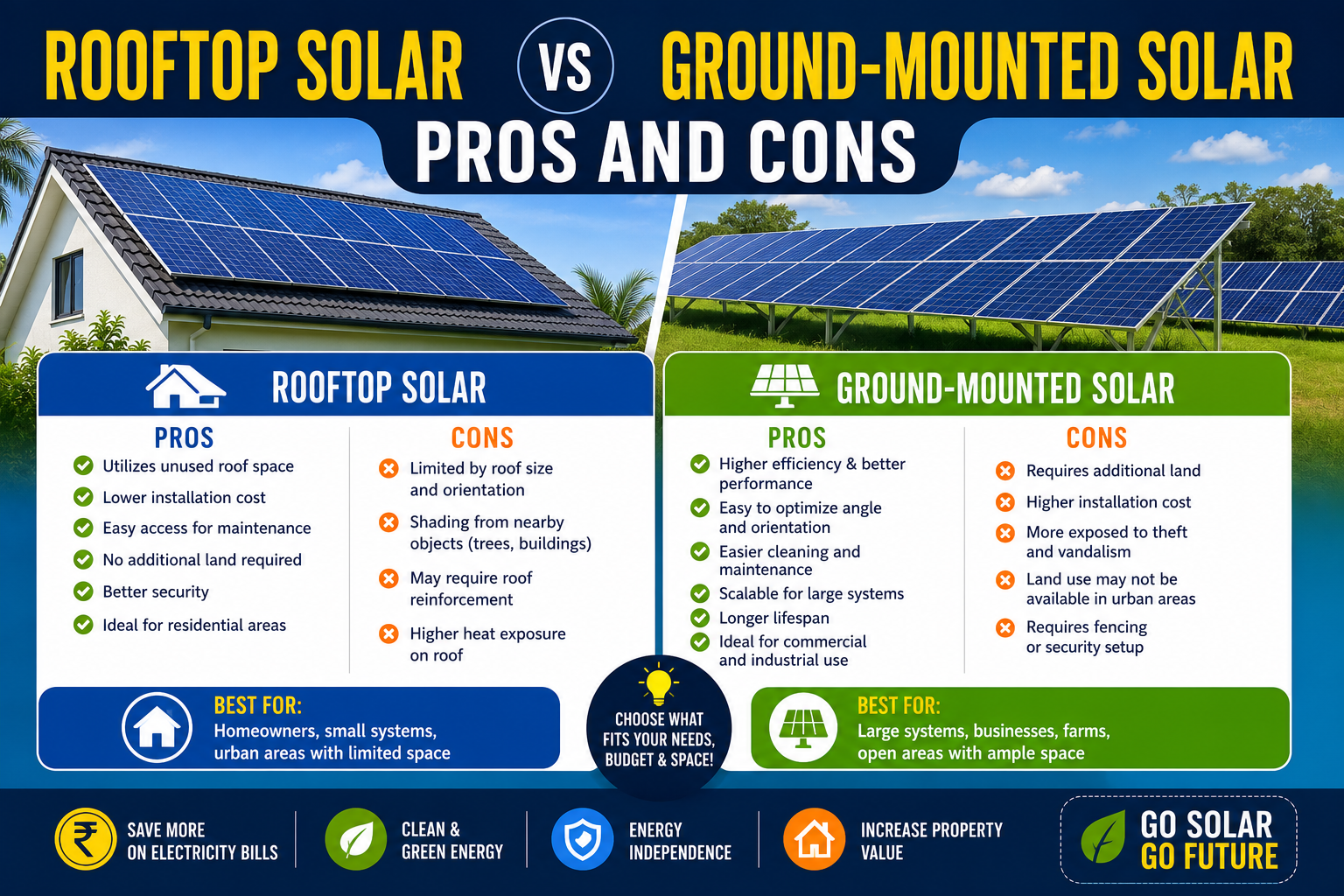 Rooftop Solar vs Ground-Mounted Solar: Pros and Cons